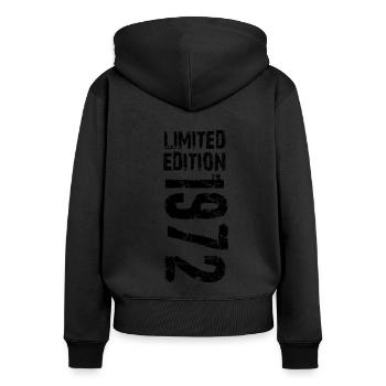 Limited edition 1972 - Frauen Premium Bio Zip Hoodie - Schwarz - Hinten - Julia (174cm)
