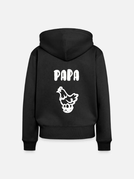Papa Henne - Frauen Premium Bio Zip Hoodie - Schwarz