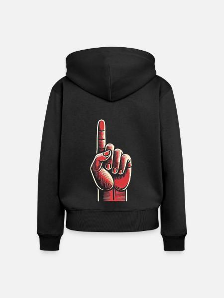 Kühnes Design mit roten Handgesten - Frauen Premium Bio Zip Hoodie - Schwarz