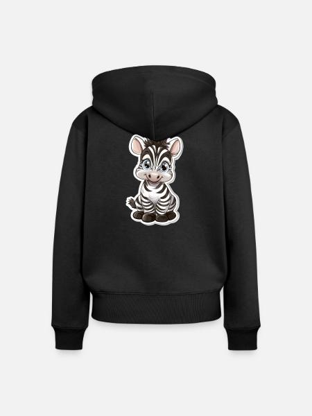 Zebra - Frauen Premium Bio Zip Hoodie - Schwarz