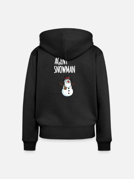 Agent Snowman - Frauen Premium Bio Zip Hoodie - Schwarz