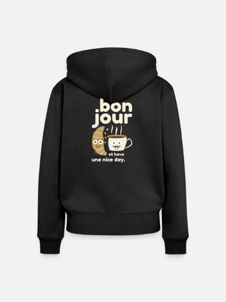 Bonjour. drôlig. - Frauen Premium Bio Zip Hoodie - Schwarz