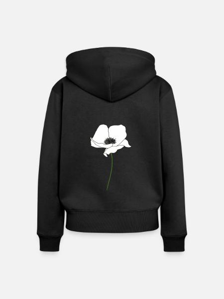 mohnblume weiss - Frauen Premium Bio Zip Hoodie - Schwarz