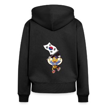 Abeille sud-coréenne - Sweat à capuche zippé Premium bio Femme - noir - Dos - Julia (174cm)