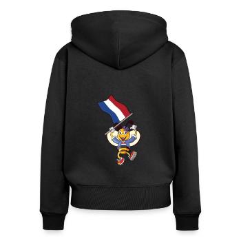 Holländer Biene - Frauen Premium Bio Zip Hoodie - Schwarz - Hinten - Julia (174cm)