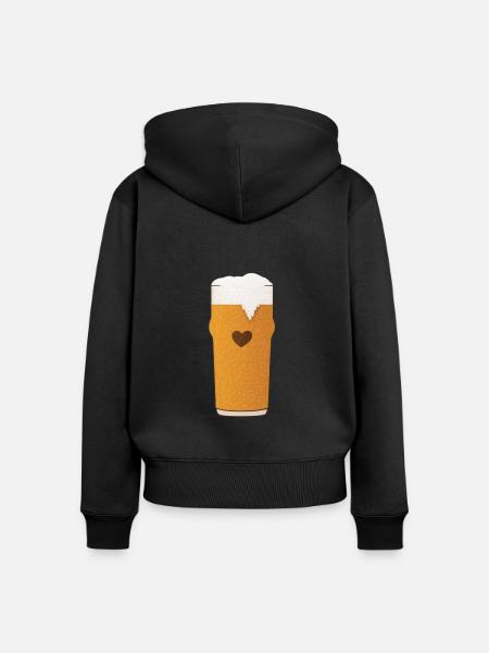 Bierliebe Bierglas Herz - Frauen Premium Bio Zip Hoodie - Schwarz