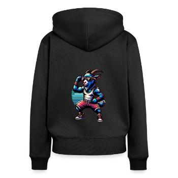 Ziege Workout Fitness Training Gym - Frauen Premium Bio Zip Hoodie - Schwarz - Hinten - Julia (174cm)