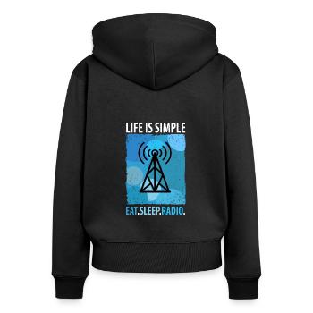 Amateur Radio Radio Radio Radio Radio Amateur Vintage - Sweat à capuche zippé Premium bio Femme - noir - Dos - Julia (174cm)