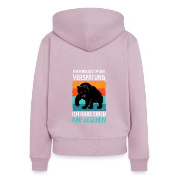 Bär Bären Raubtier - Frauen Premium Bio Zip Hoodie - Altrosa - Hinten - Julia (174cm)