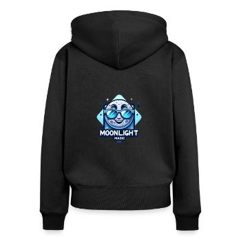 Magie du clair de lune - Sweat à capuche zippé Premium bio Femme - noir - Dos - Julia (174cm)