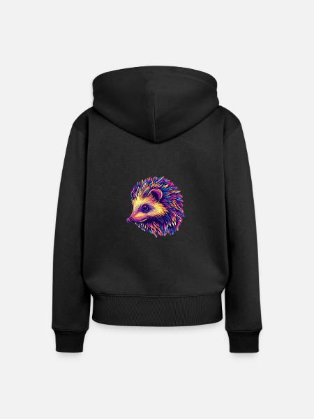Igel Bunt - Frauen Premium Bio Zip Hoodie - Schwarz