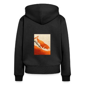 Abstrakter Fuchs in der Natur - Frauen Premium Bio Zip Hoodie - Schwarz - Hinten - Julia (174cm)