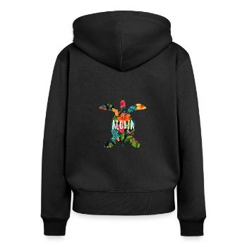 Hawaii Aloha Schildkröte Urlaub Geschenk Party - Frauen Premium Bio Zip Hoodie - Schwarz - Hinten - Julia (174cm)