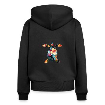 Hawaii Aloha Schildkröte Urlaub Geschenk Party - Frauen Premium Bio Zip Hoodie - Schwarz - Hinten - Julia (174cm)