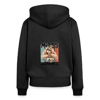 Geburtstag 55 Jahre Faultier Relax Entspannt - Frauen Premium Bio Zip Hoodie - Schwarz - Hinten - Julia (174cm)