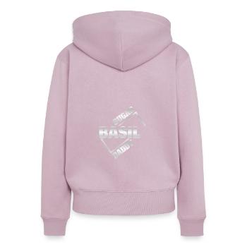 Basil als Sugardaddy - Frauen Premium Bio Zip Hoodie - Altrosa - Hinten - Julia (174cm)