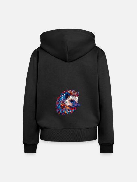 Igel Bunt - Frauen Premium Bio Zip Hoodie - Schwarz