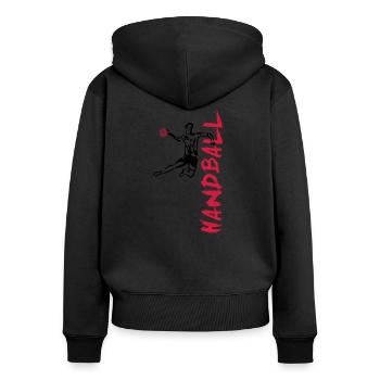 côté de Handball - Sweat à capuche zippé Premium bio Femme - noir - Dos - Julia (174cm)