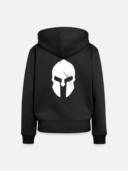 Spartan helmet white / Sparta - Frauen Premium Bio Zip Hoodie - Schwarz