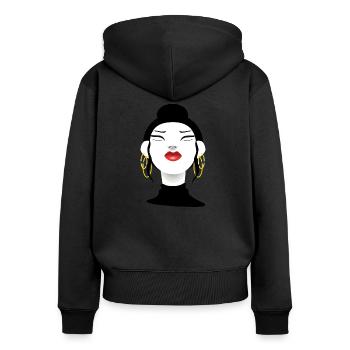 Fashion Beauty Vogue No.2 - Women's Premium Organic Zip Hoodie - black - Back - Julia (174cm)