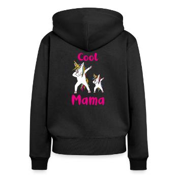 Unicorn with child Cool Mama - Women's Premium Organic Zip Hoodie - black - Back - Julia (174cm)
