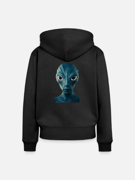 E.T. - Frauen Premium Bio Zip Hoodie - Schwarz