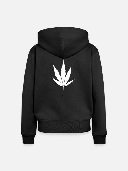 Weißes Cannabisblatt - Frauen Premium Bio Zip Hoodie - Schwarz