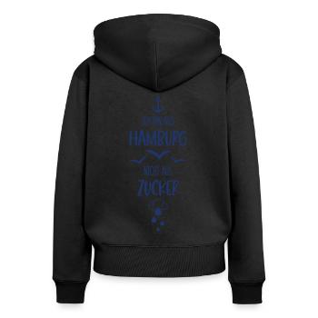 HAMBURG REGEN NICHT AUS ZUCKER SCHIETWETTER - Frauen Premium Bio Zip Hoodie - Schwarz - Hinten - Julia (174cm)