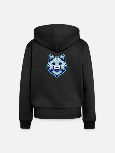 Süße Katze - Frauen Premium Bio Zip Hoodie - Schwarz