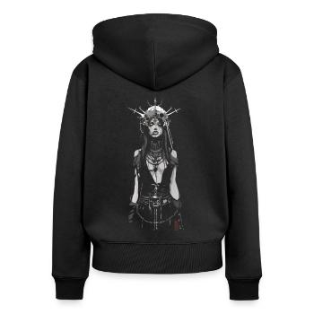 Demonic Girl - Frauen Premium Bio Zip Hoodie - Schwarz - Hinten - Julia (174cm)