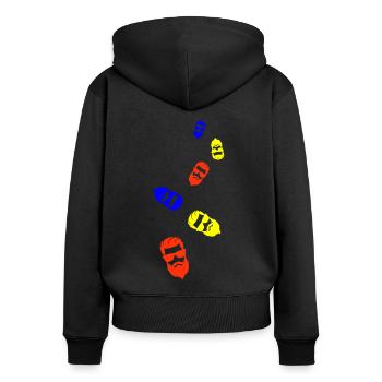 Gesicht bart - Frauen Premium Bio Zip Hoodie - Schwarz - Hinten - Julia (174cm)