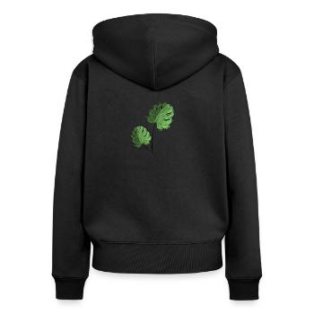 Monsetra Ableger mit zwei Blättern - Frauen Premium Bio Zip Hoodie - Schwarz - Hinten - Julia (174cm)