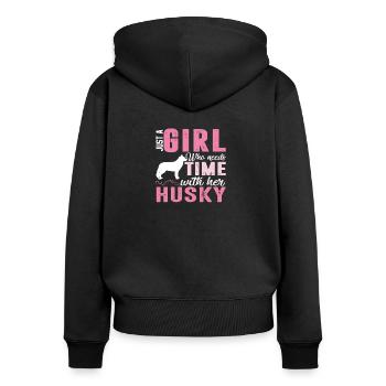 chien de traîneau - Sweat à capuche zippé Premium bio Femme - noir - Dos - Julia (174cm)