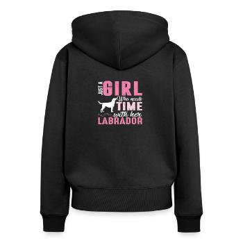 Labrador - Frauen Premium Bio Zip Hoodie - Schwarz - Hinten - Julia (174cm)