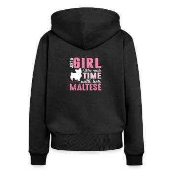 Maltese - Women's Premium Organic Zip Hoodie - black - Back - Julia (174cm)