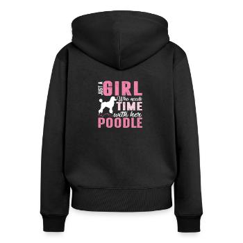 Pudel - Frauen Premium Bio Zip Hoodie - Schwarz - Hinten - Julia (174cm)