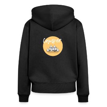 Camper - Frauen Premium Bio Zip Hoodie - Schwarz - Hinten - Julia (174cm)