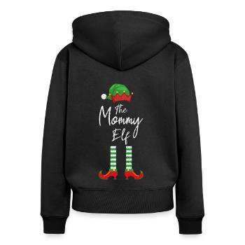 The mommy Elf - Die Elfen Mutter - Frauen Premium Bio Zip Hoodie - Schwarz - Hinten - Julia (174cm)