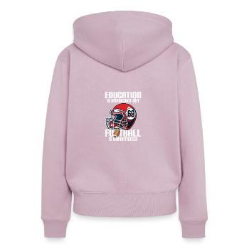 Football League Helmet Idée cadeau - Sweat à capuche zippé Premium bio Femme - rose poudré - Dos - Julia (174cm)