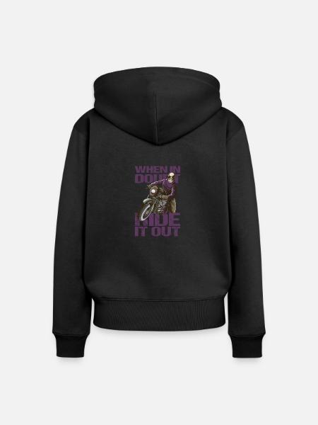 Skull Biker Geschenkidee - Frauen Premium Bio Zip Hoodie - Schwarz