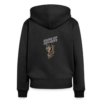 Steampunk Scooterman Hang Up, Drive Gift Idea - Women's Premium Organic Zip Hoodie - black - Back - Julia (174cm)