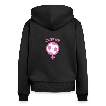 le football féminin - Sweat à capuche zippé Premium bio Femme - noir - Dos - Julia (174cm)