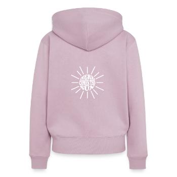 Motivation - Sweat à capuche zippé Premium bio Femme - rose poudré - Dos - Julia (174cm)