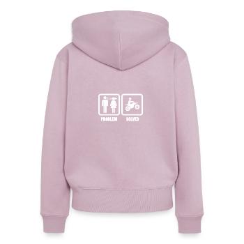 Motorrad - Frauen Premium Bio Zip Hoodie - Altrosa - Hinten - Julia (174cm)