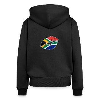 Afrique du Sud - Sweat à capuche zippé Premium bio Femme - noir - Dos - Julia (174cm)