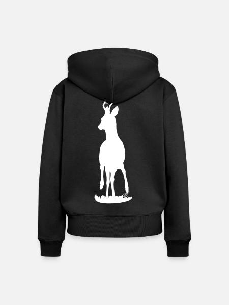 stolzer Rehbock (weiß) - Frauen Premium Bio Zip Hoodie - Schwarz