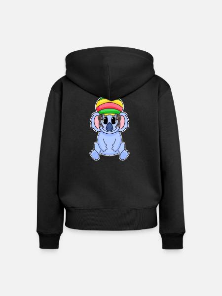 Rasta Koala - Frauen Premium Bio Zip Hoodie - Schwarz