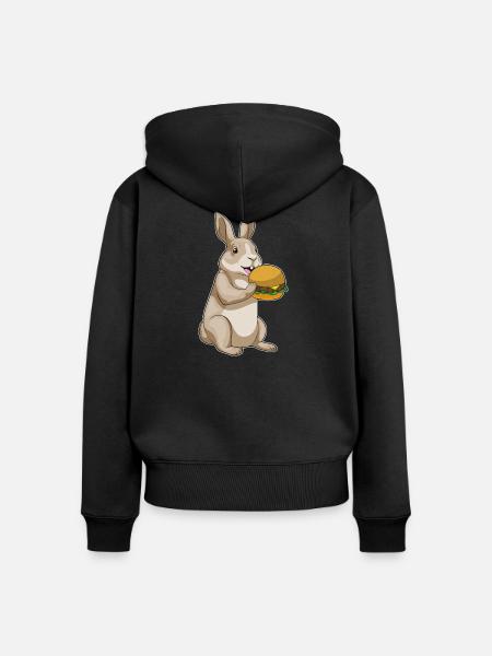 Hase Cheeseburger - Frauen Premium Bio Zip Hoodie - Schwarz