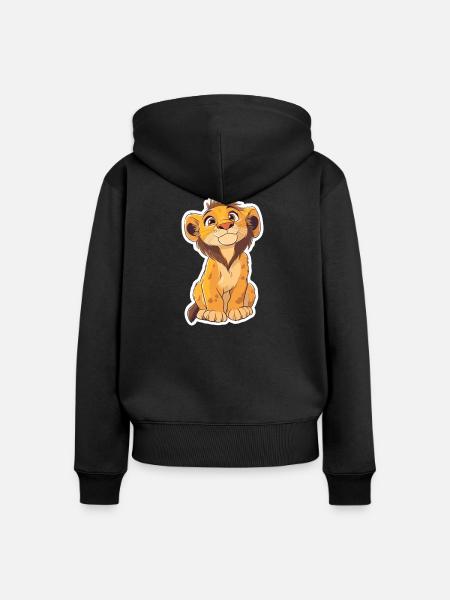 Löwe - Frauen Premium Bio Zip Hoodie - Schwarz