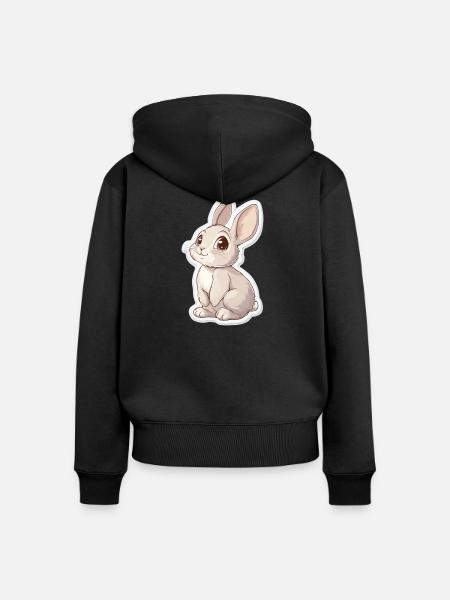 Hase - Frauen Premium Bio Zip Hoodie - Schwarz